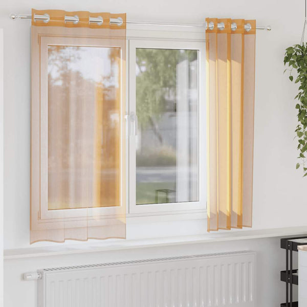 Orange Voile Vorhänge mit Ösen, 140x140 cm, 2er-Set