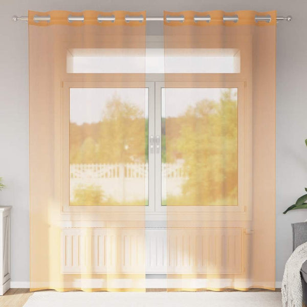Orange Voile Gardinen mit Ösen, 2er-Set