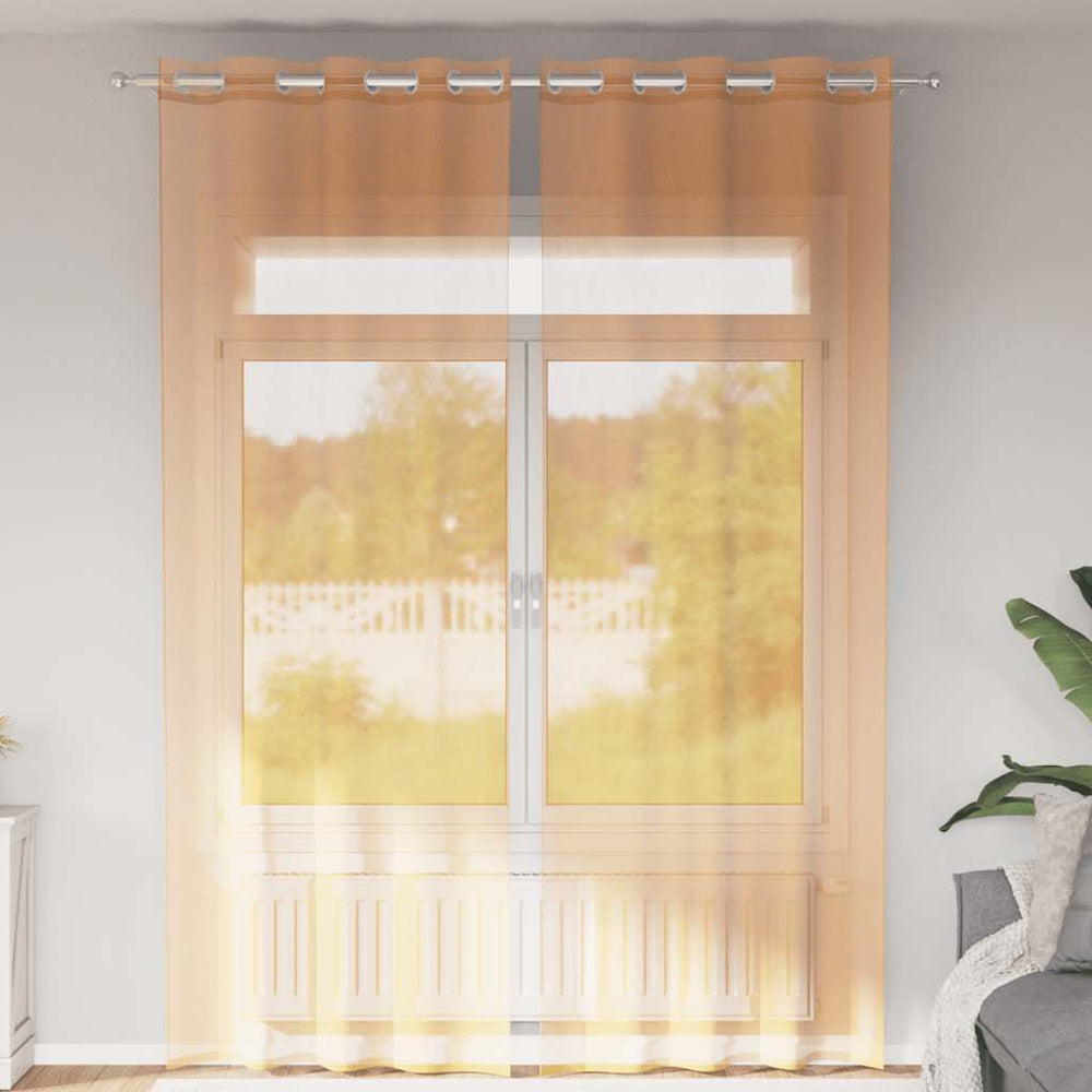 Orange Voile Vorhänge mit Ösen, 140x260 cm, 2er-Set