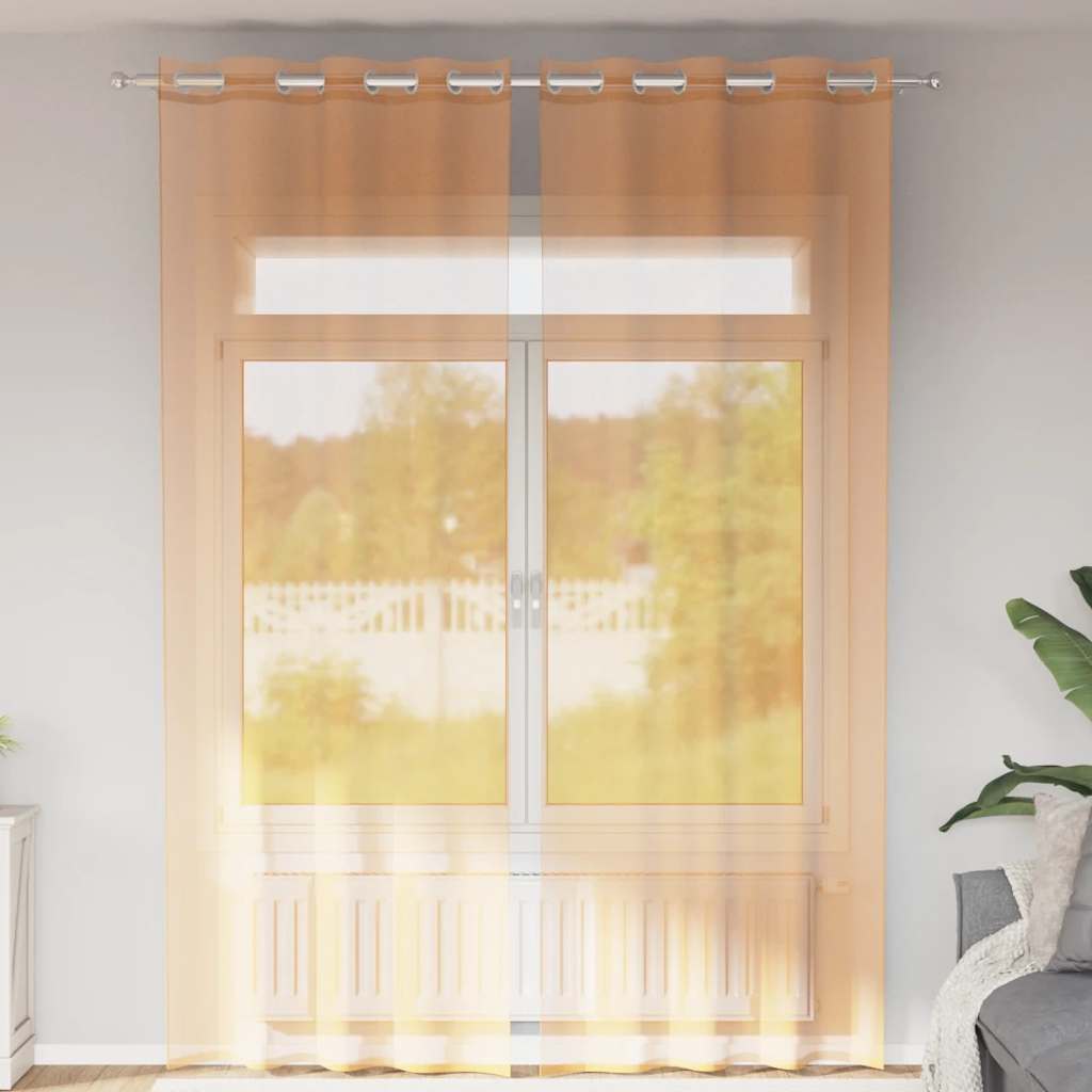 Orange Voile Gardinen 140x300 cm, 2er-Set