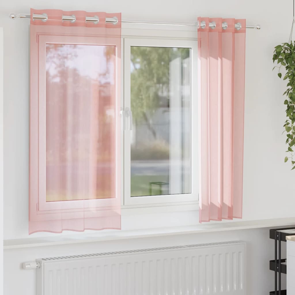 Rosa Voile Gardinen 140x140 cm, 2er-Set