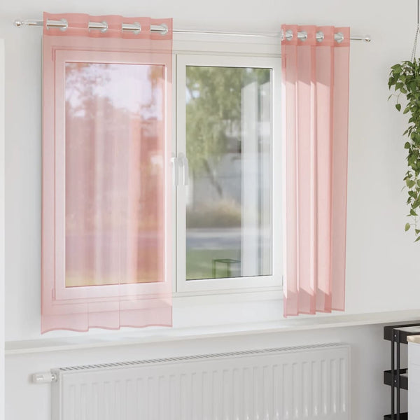 Rosa Voile Gardinen 140x140 cm, 2er-Set