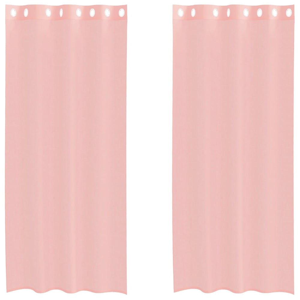 Rosa Voile Vorhänge mit Ösen 140x225 cm, 2er Set