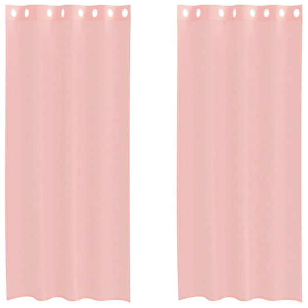Rosa Voile Vorhänge mit Ösen 140x225 cm, 2er Set