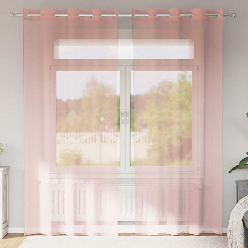 Rosa Voile Vorhänge mit Ösen 140x225 cm, 2er Set