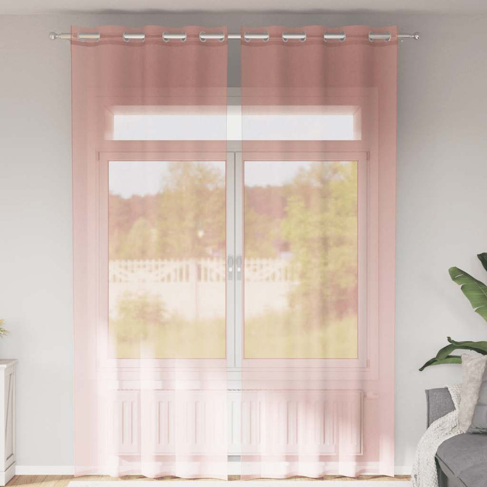 Rosa Voile Vorhänge 140x300 cm, 2er-Set