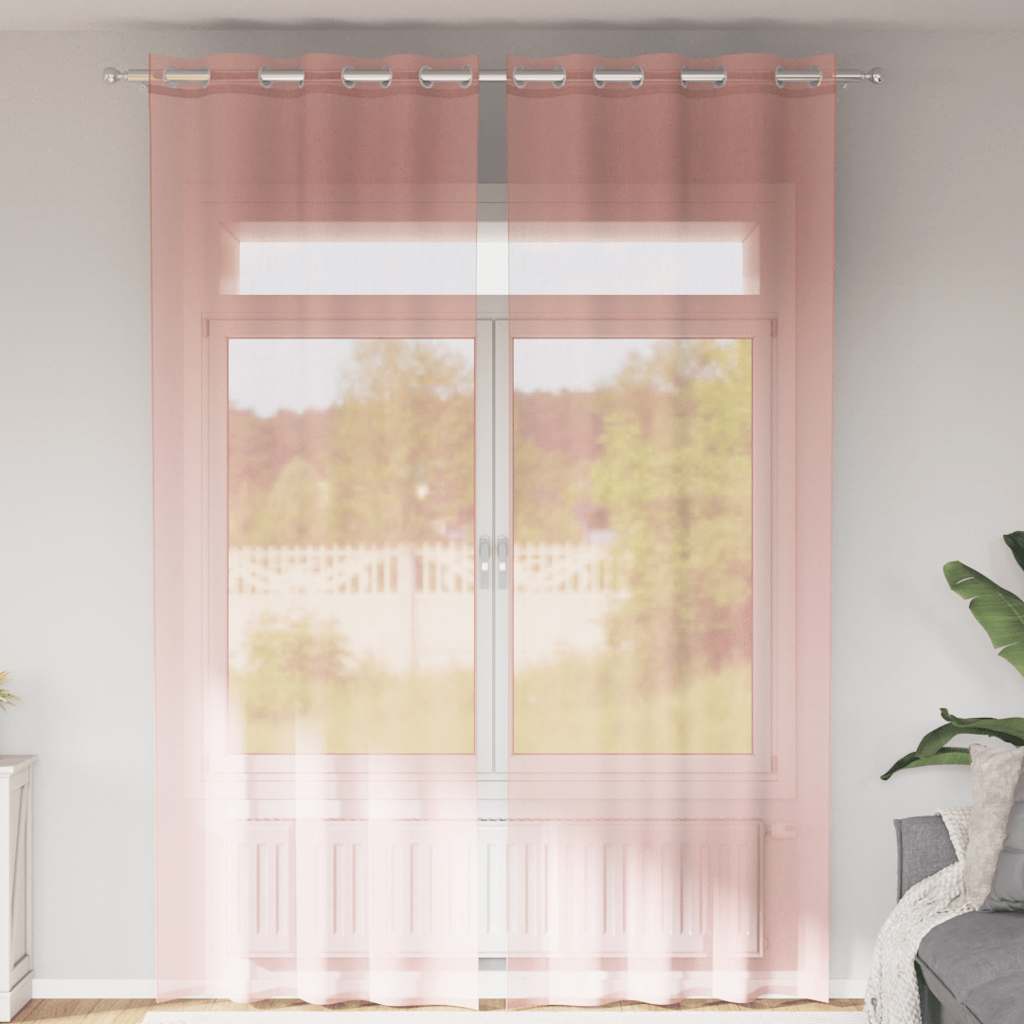 Rosa Voile Vorhänge 140x300 cm, 2er-Set