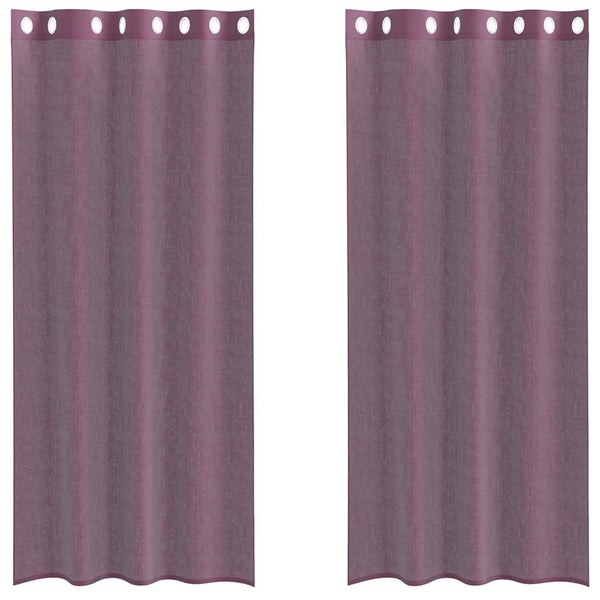 Lila Voile Vorhänge mit Ösen, 140x225 cm, 2er-Set