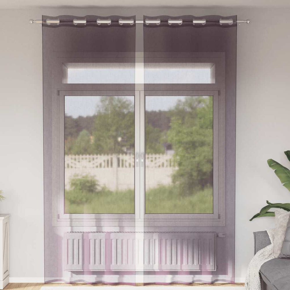 Lila Voile Vorhänge mit Ösen 140x260 cm, 2er-Set