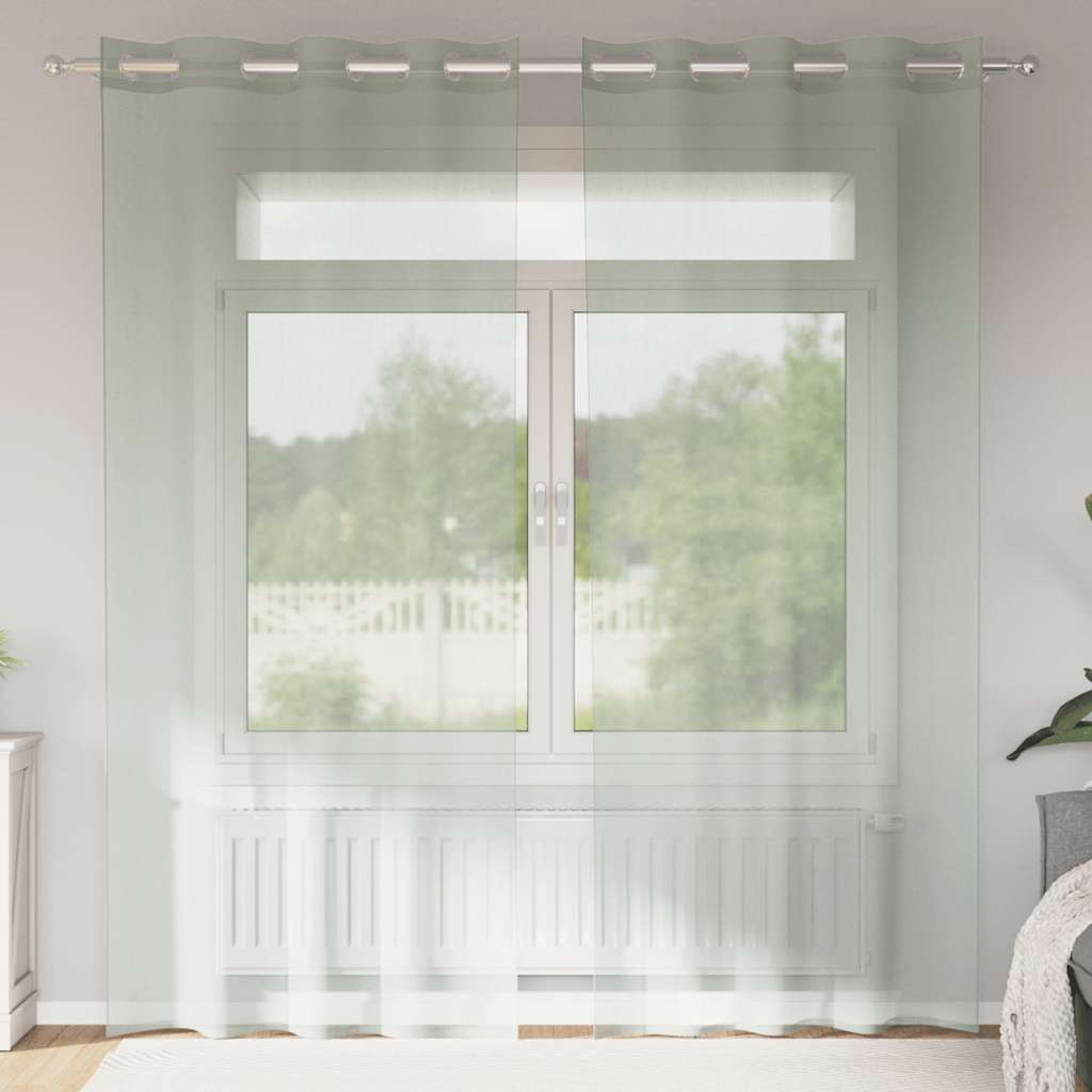 Hellgraue Voile Vorhänge mit Ösen, 140x225 cm, 2er-Set