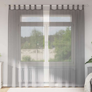 Dunkelgraue Voile-Vorhänge mit Schlaufen, 2 Stk. 140x245 cm