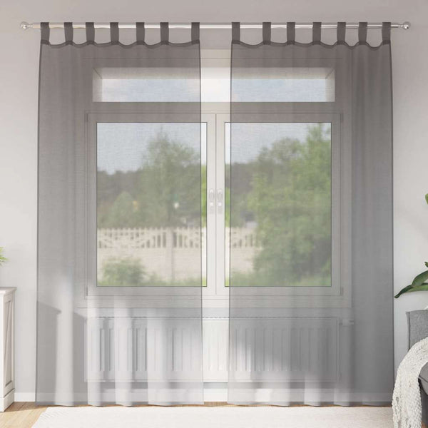 Dunkelgraue Voile-Vorhänge mit Schlaufen, 2 Stk. 140x245 cm