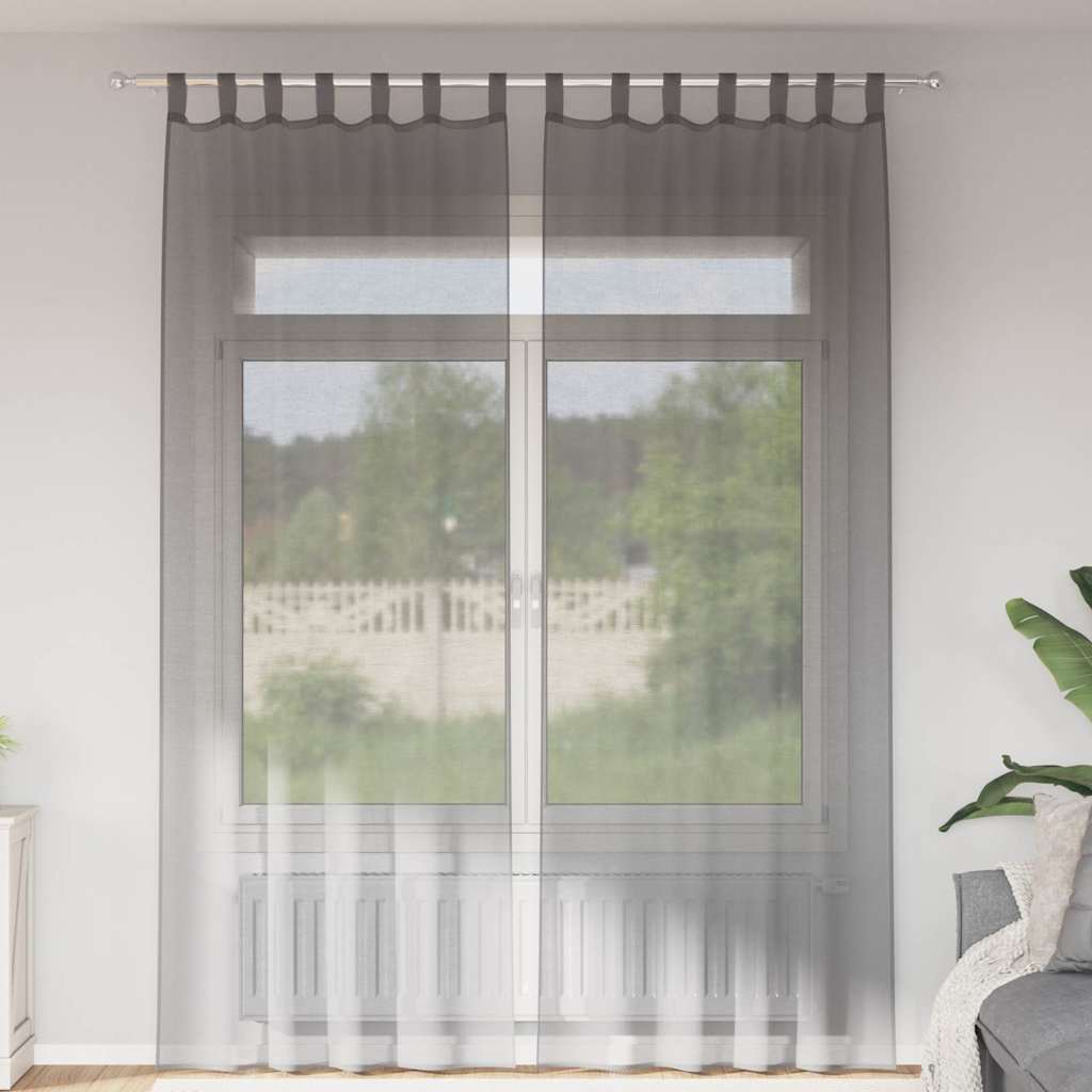 Dunkelgraue Voile Vorhänge mit Schlaufen, 140x260 cm, 2er-Set