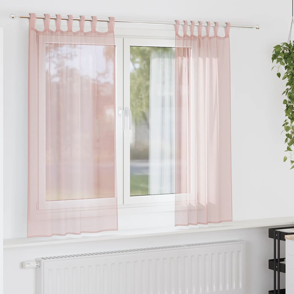 Hellrosa Voile Vorhänge mit Schlaufen, 140x140cm, 2er-Set
