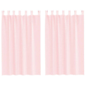 Hellrosa Voile Vorhänge mit Schlaufen, 2er-Set