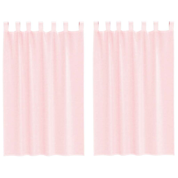 Hellrosa Voile Vorhänge mit Schlaufen, 2er-Set