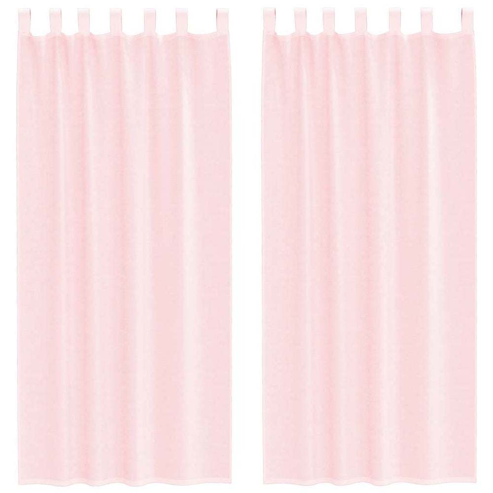 Hellrosa Voile Vorhänge mit Schlaufen, 2er-Set