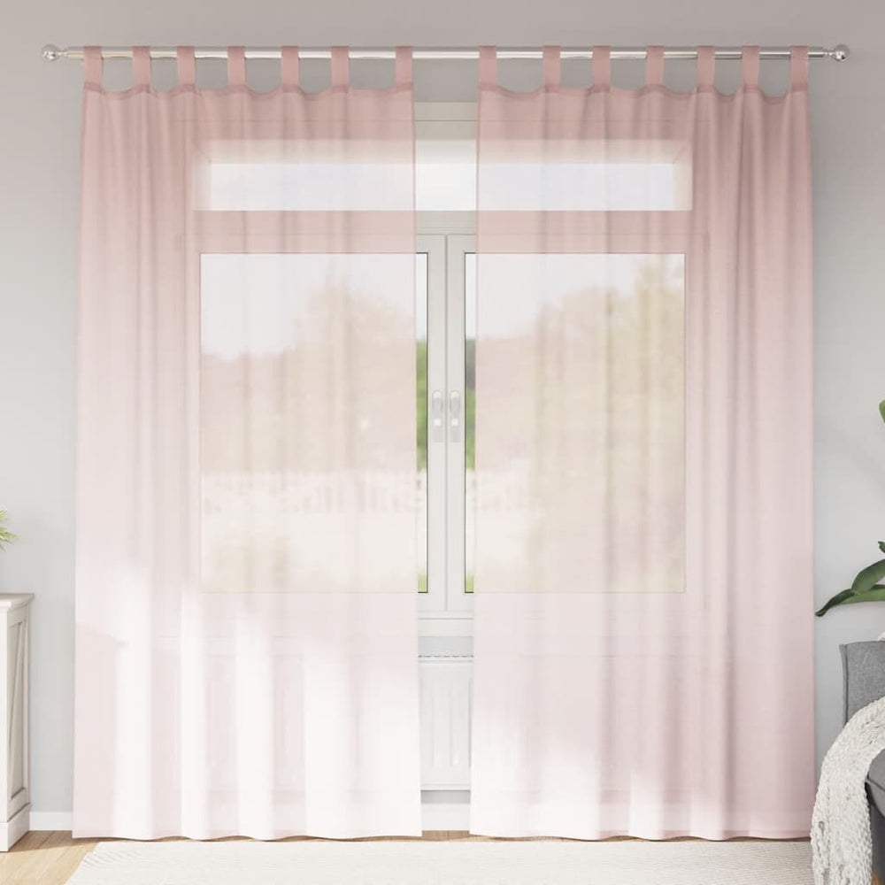Hellrosa Voile Vorhänge mit Schlaufen, 2er-Set