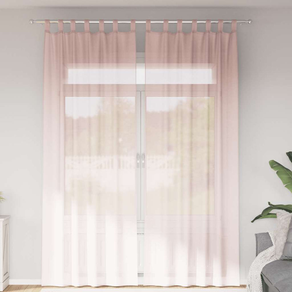 Hellrosa Voile Vorhänge mit Schlaufen, 2 Stk.