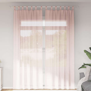 Hellrosa Voile Vorhänge mit Schlaufen, 2 Stk.