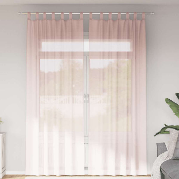 Hellrosa Voile Vorhänge mit Schlaufen, 2 Stk.