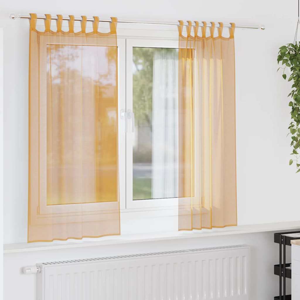 Orange Voile Vorhänge mit Schlaufen, 140x140 cm, 2er-Set