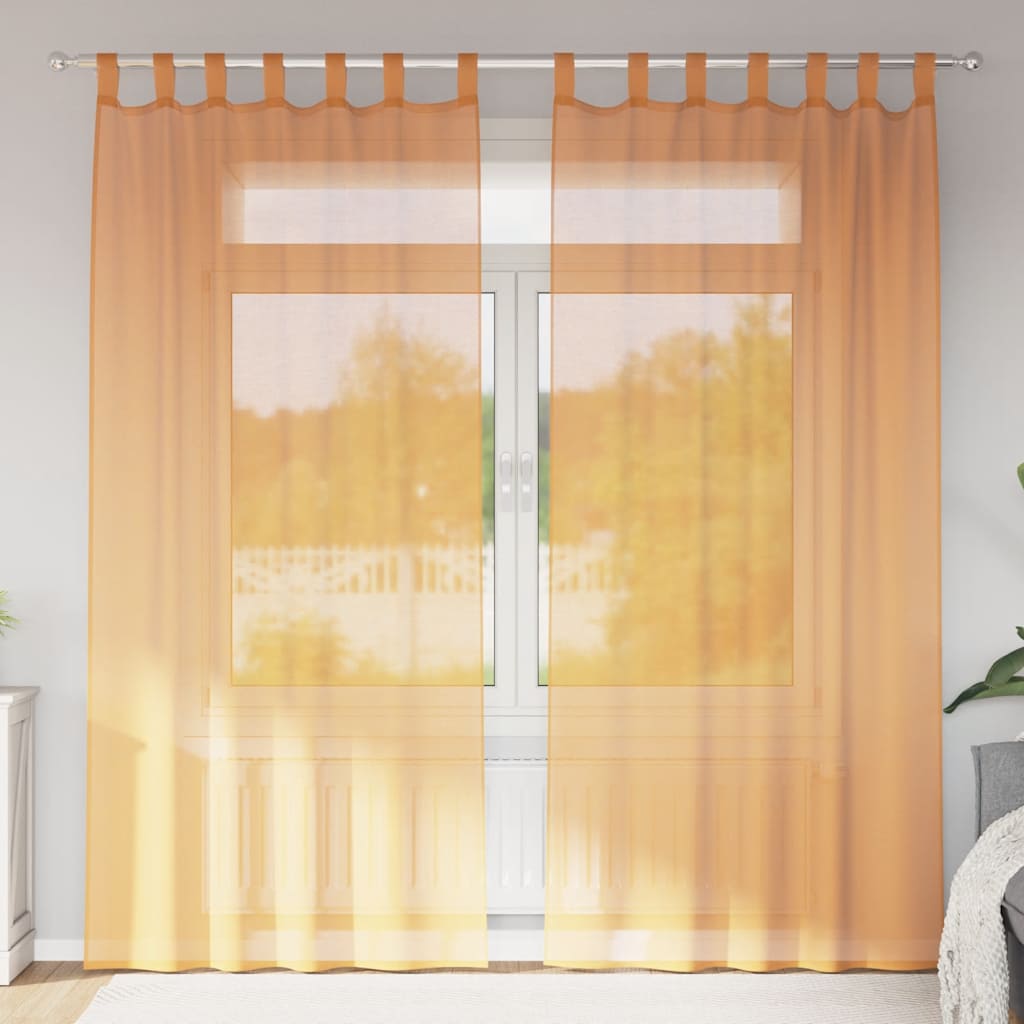 Orange Voile Vorhänge 140x225cm, 2er-Set