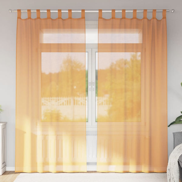Orange Voile Vorhänge mit Schlaufen, 2er-Set