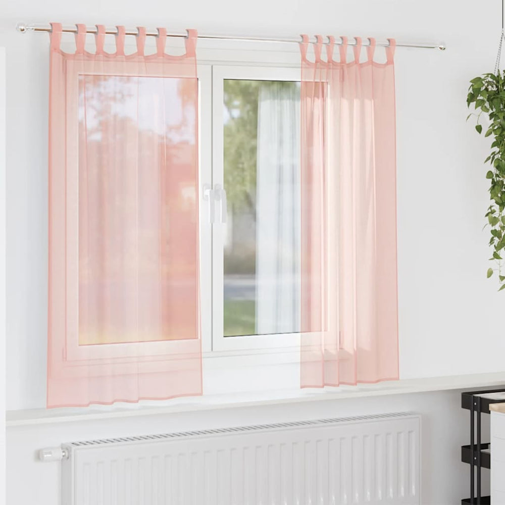 Rosa Voile Vorhänge mit Schlaufen, 140x140 cm, 2er-Set