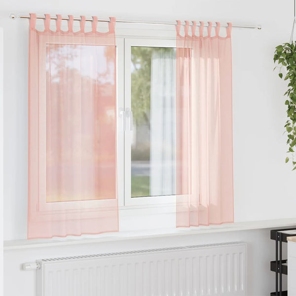 Rosa Voile Vorhänge mit Schlaufen, 140x140 cm, 2er-Set