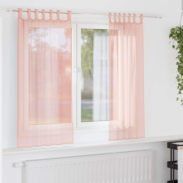 Rosa Voile Vorhänge mit Schlaufen, 2er-Set