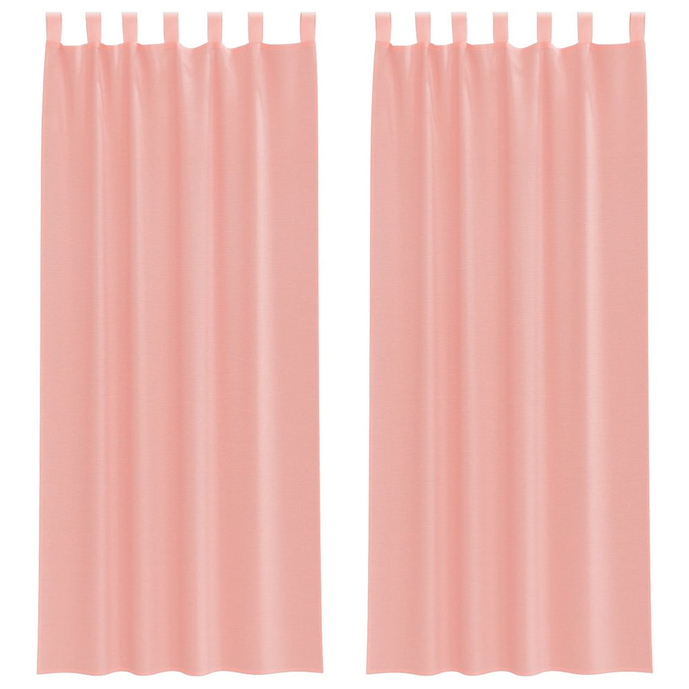 Rosa Voile Vorhänge mit Schlaufen, 2er-Set