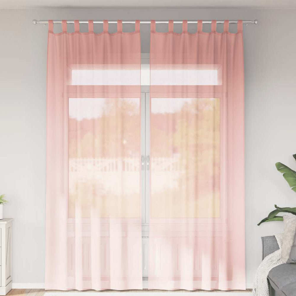 Rosa Voile Vorhänge mit Schlaufen, 2er-Set