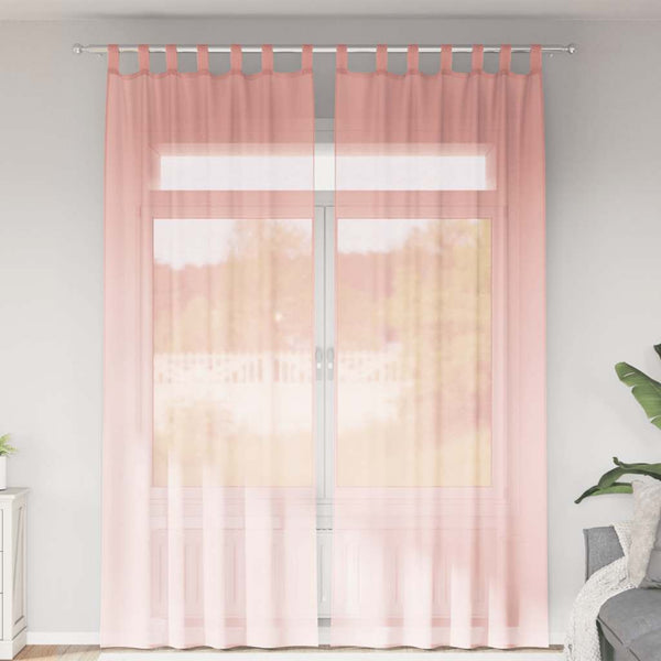 Rosa Voile Vorhänge mit Schlaufen, 2er-Set