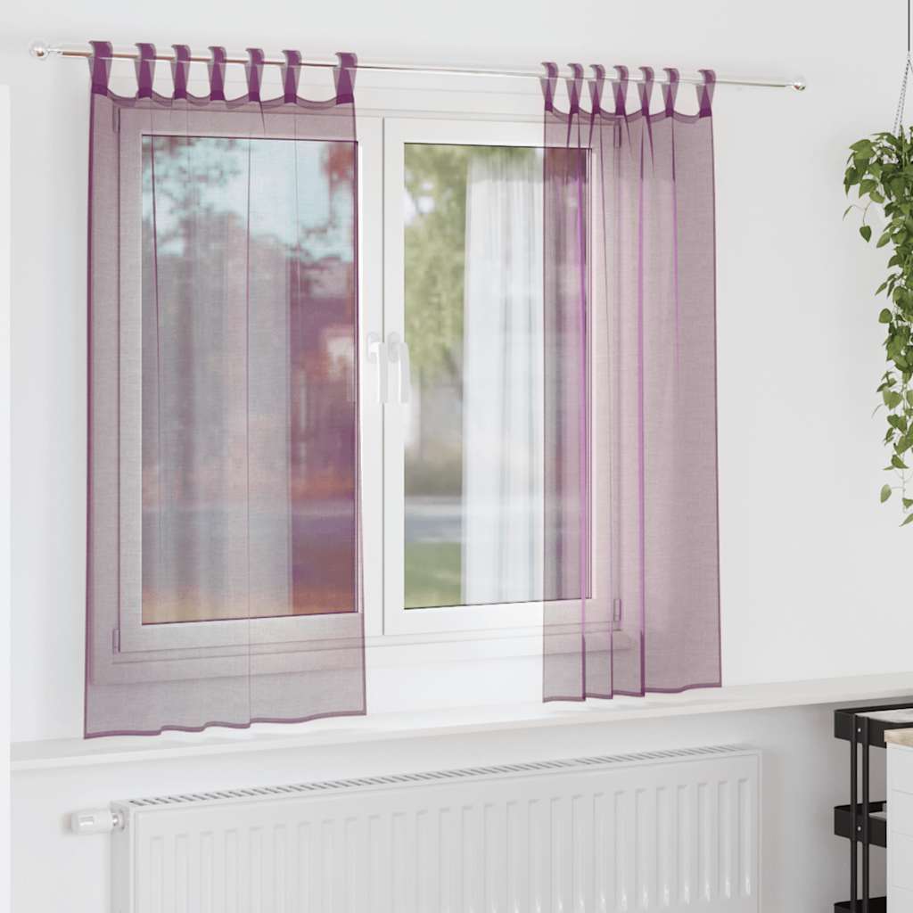 Violette Voile Vorhänge mit Schlaufen 140x175cm, 2er-Set