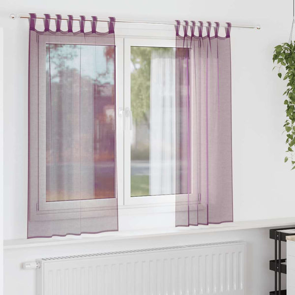 Violette Voile Vorhänge mit Schlaufen 140x175cm, 2er-Set