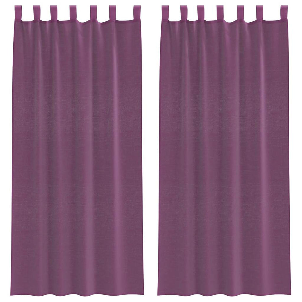 Violette Voile Vorhänge mit Schlaufen, 140x225 cm, 2er-Set