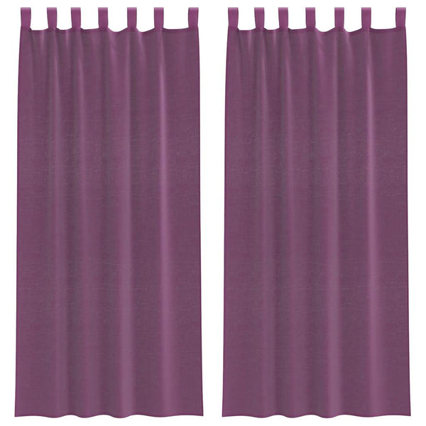 Violette Voile Vorhänge mit Schlaufen, 140x225 cm, 2er-Set