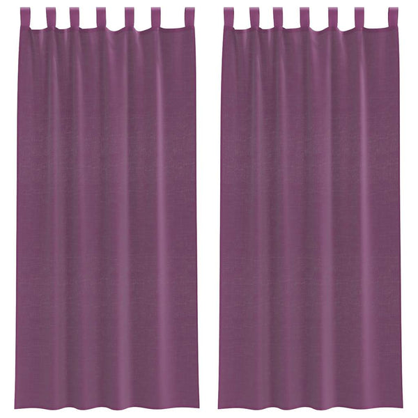 Lila Voile Vorhänge mit Schlaufen 140x245cm, 2er-Set