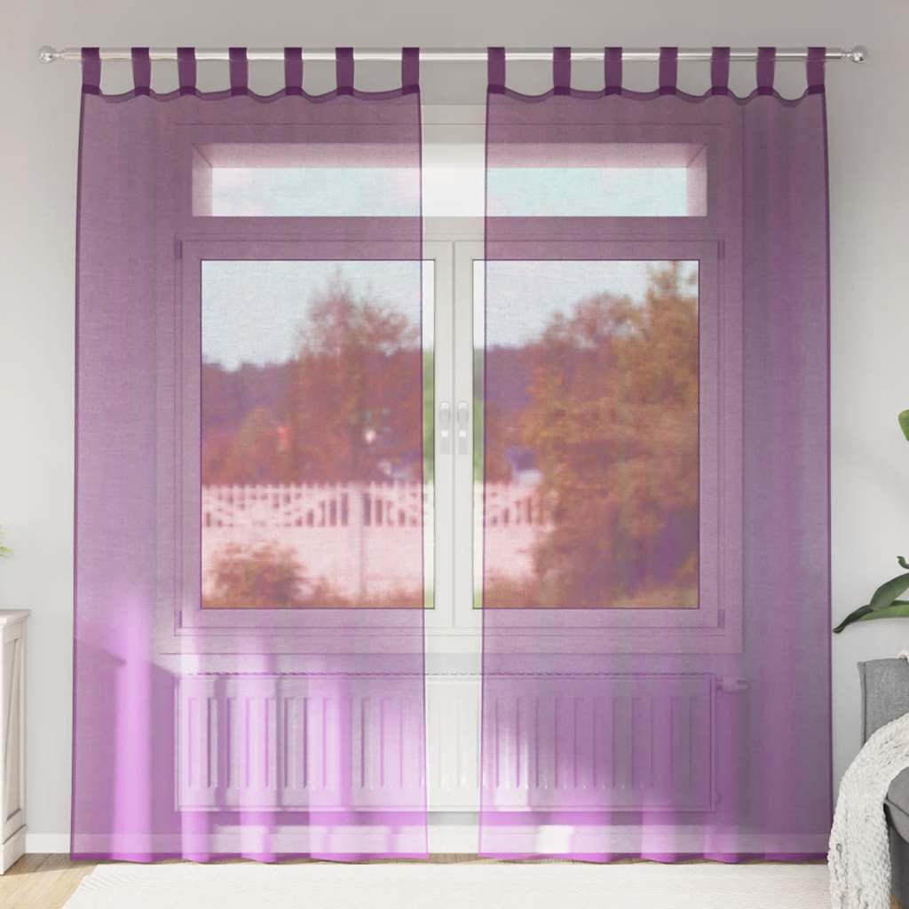 Lila Voile Vorhänge mit Schlaufen 140x245cm, 2er-Set