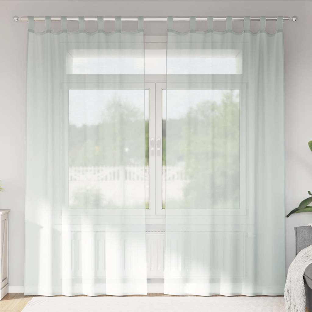 Hellgraue Voile Vorhänge mit Schlaufen, 140x225 cm, 2er-Set