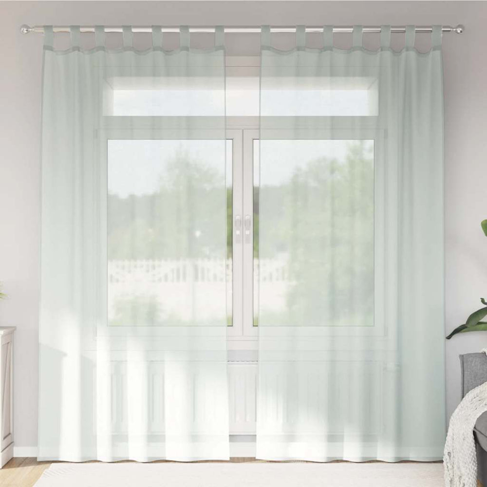 Hellgraue Voile Vorhänge mit Schlaufen, 140x245cm, 2er-Set