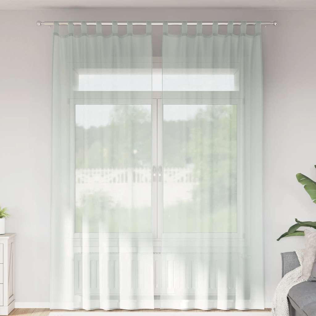 Hellgraue Voile Vorhänge mit Schlaufen, 2 Stk. 140x260 cm