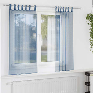 Königsblaue Voile-Gardinen mit Schlaufen, 140x140 cm, 2er-Set