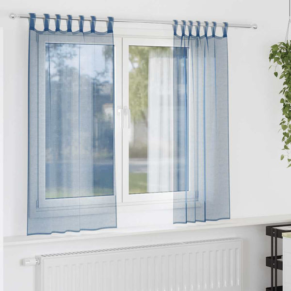 Königsblaue Voile-Gardinen mit Schlaufen, 140x140 cm, 2er-Set