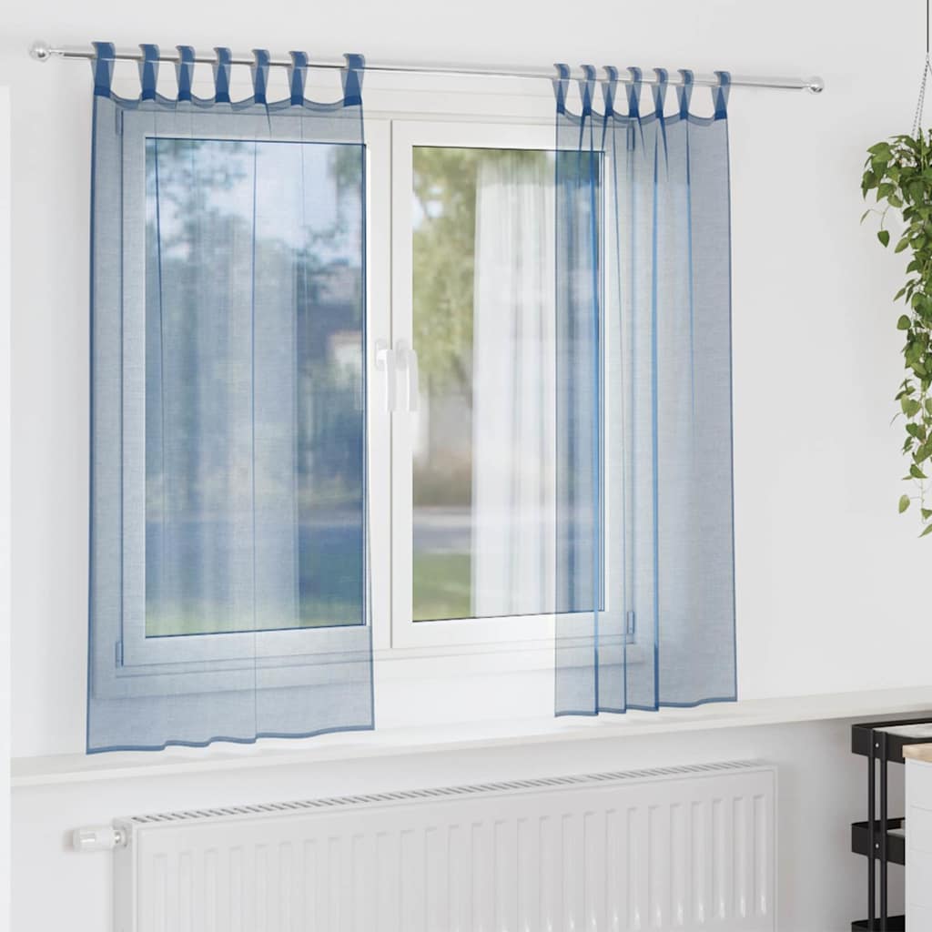 Königsblaue Voile-Vorhänge mit Schlaufen, 140x175 cm, 2er-Set