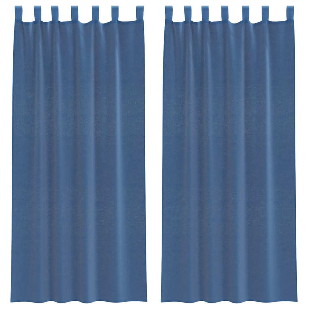Königsblaue Voile-Vorhänge mit Schlaufen, 2er-Set