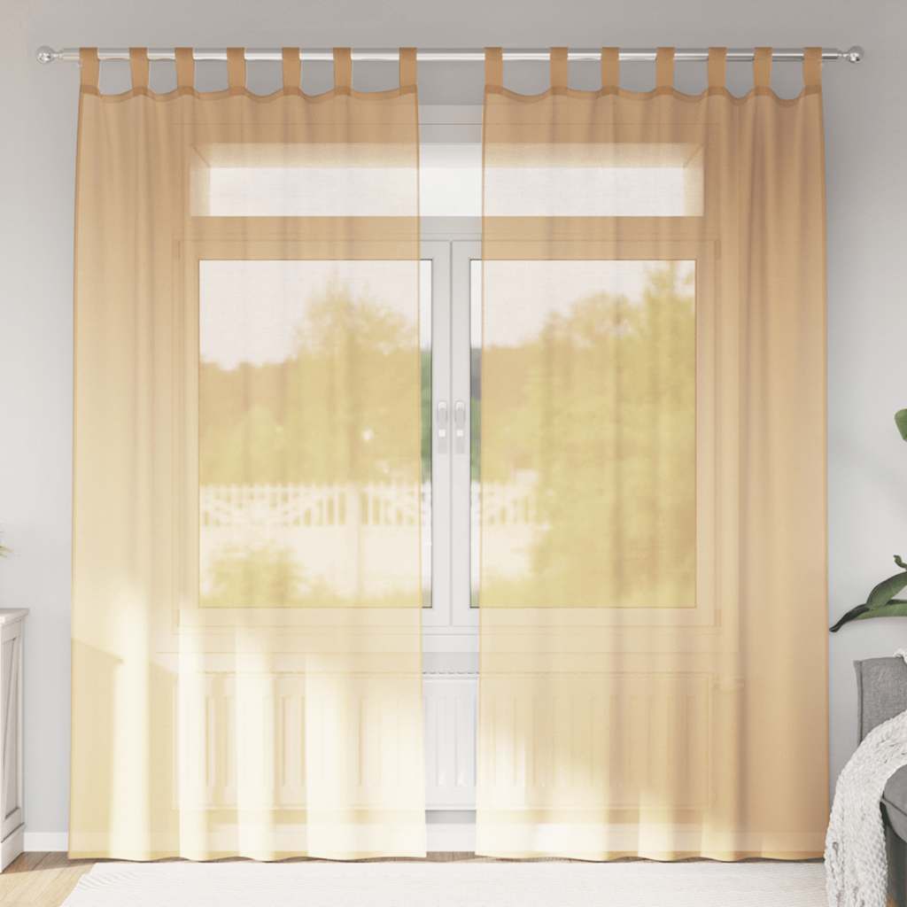 Voile Vorhänge Sand 140x225 cm, 2er-Set
