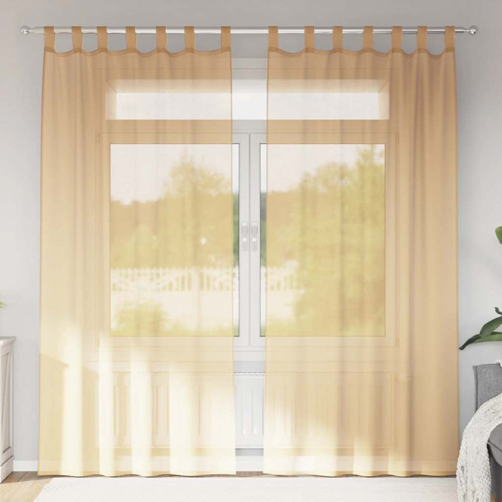 Voile Vorhänge Sand 140x245 cm, 2er-Set