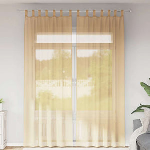 Voile Vorhänge Sand 140x260 cm, 2er-Set